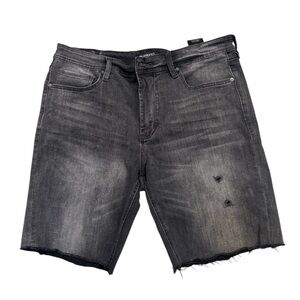 BLANKNYC Wooster Men’s 34 Black Distressed Denim Cutoff Shorts Raw Hem